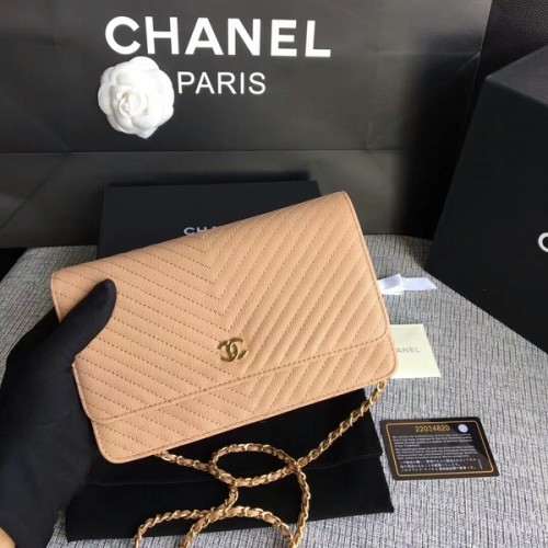 Chanel WOC Rabat Sac à Bandoulière Camel Cuir de Veau A33814 Doré