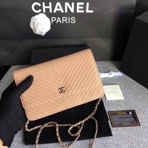 Chanel WOC Rabat Sac à Bandoulière Cuir de Veau Camel A33814 Argent