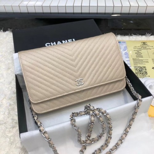 Chanel WOC Original Caviar Leather Flap sac à bandoulière E33814 chaîne en argent doré