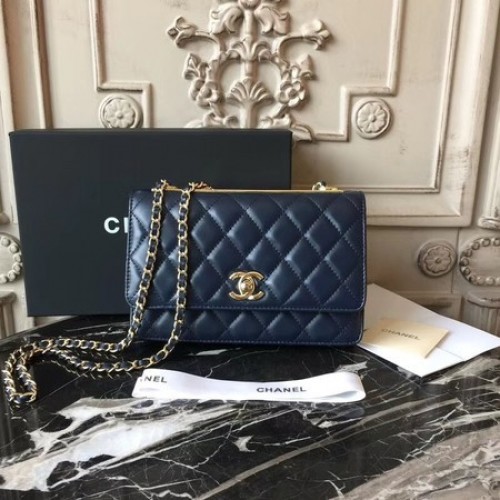 Chanel WOC Original Sac à bandoulière en cuir de mouton D33814 Bleu