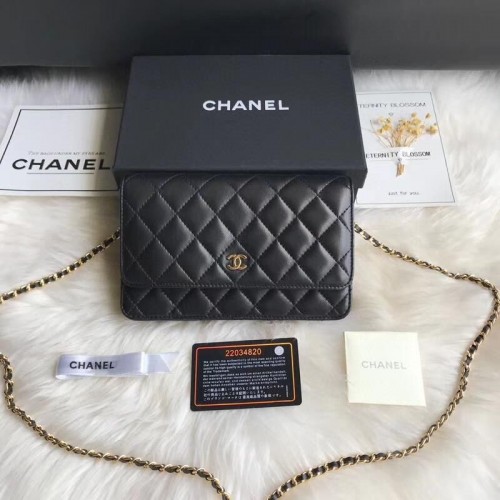 Chanel Mini sac à rabat WOC Cannage Pattern A33816C Noir