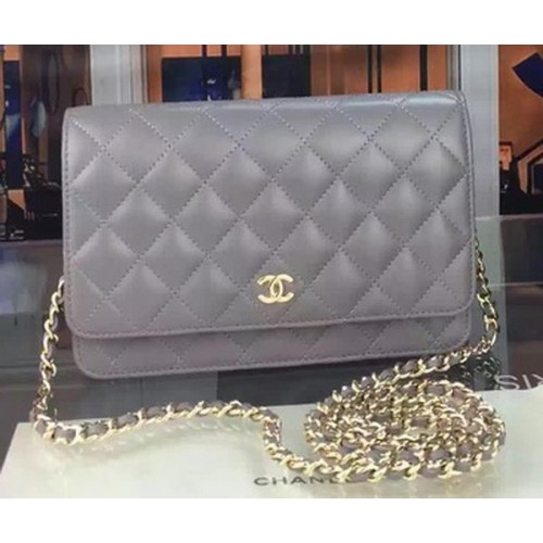 Chanel WOC mini Flap Bag Gris Mouton A5373 Or