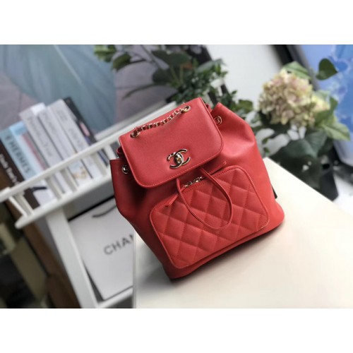 Chanel sac à dos Veau Grainé Métal Doré A57571 rouge