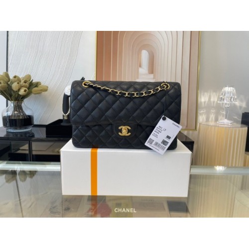 Chanel sac à main classique Veau Grainé&Métal Doré 01112 noir