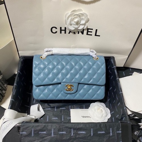 Chanel sac à main classique Agneau&Métal doré 01112 bleu