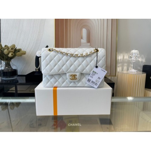Chanel sac à main classique Agneau&Métal doré 01112 blanc