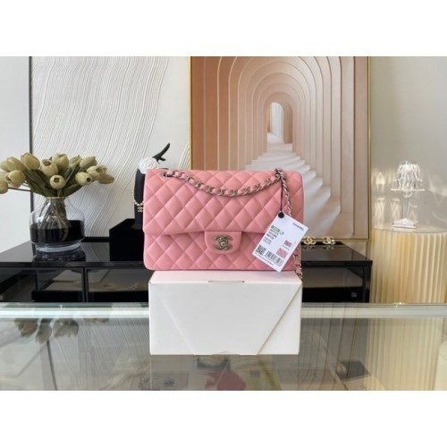 Chanel sac à main classique Lambskin&silver Metal 01112 Cherry Blossom powder