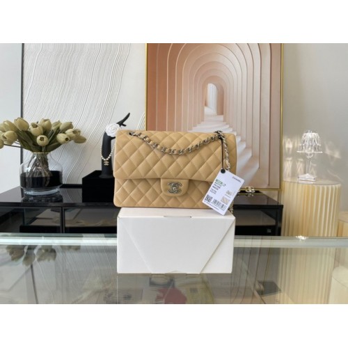 Chanel sac à main classique Agneau&Métal argenté 01112 abricot