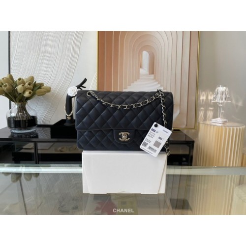 Chanel sac à main classique Agneau&Métal argenté 01112 noir