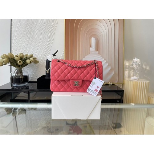 Chanel sac à main classique Agneau&Métal argenté 01112 rose