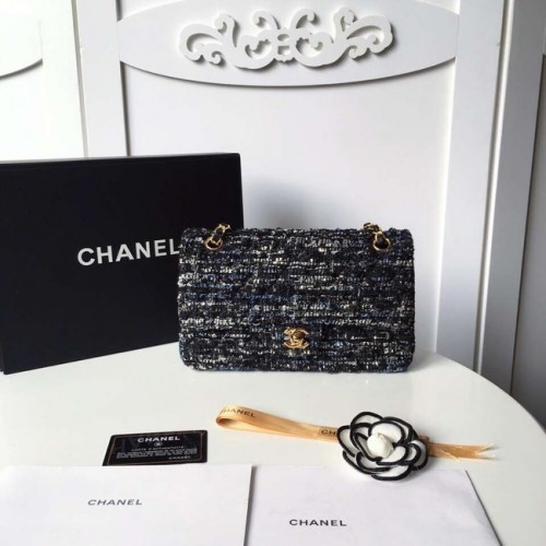 Chanel sac à main classique Tweed Tresse Métal Doré A01112-4