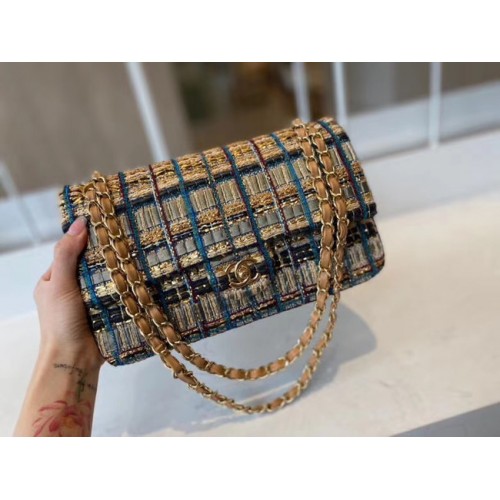 Chanel sac à main classique Tweed Métal Doré A01112-1