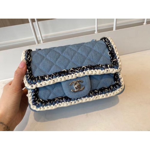 Chanel sac à main classique Tweed Métal argenté A01116-3