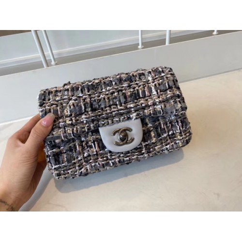 Chanel sac à main classique Tweed Métal argenté A01116-5