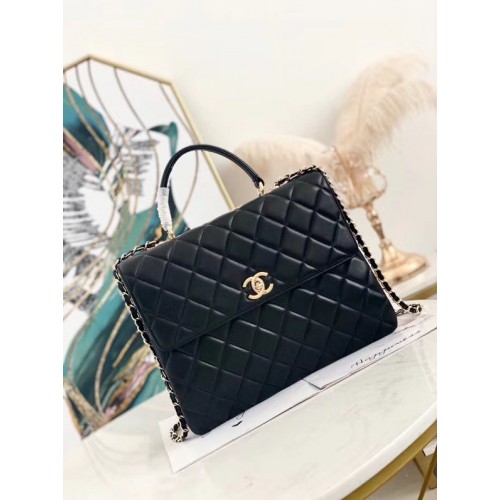 Chanel sac à rabat coco avec poignée supérieure A92237 noir