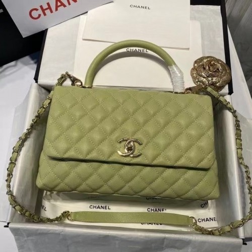 Chanel sac à rabat en coco avec poignée supérieure A92991 Vert Avocat