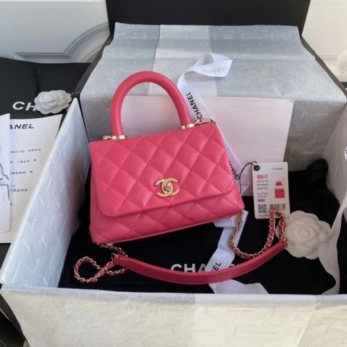 Chanel coco mini sac à rabat avec poignée supérieure AS2215 rose