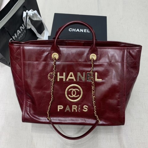 Chanel sac fourre-tout en cuir de vachette A66942 bordeaux
