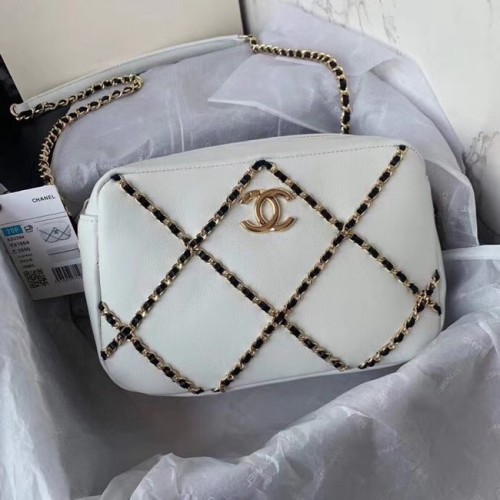 Chanel sac bandoulière AS2384 Blanc noir