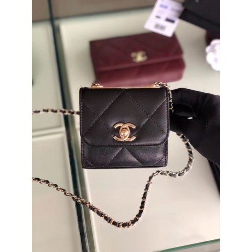 Chanel sac à rabat Agneau Métal Doré 3797 noir
