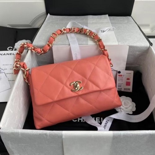 Chanel sac à rabat Agneau Métal Doré AS2299 rose
