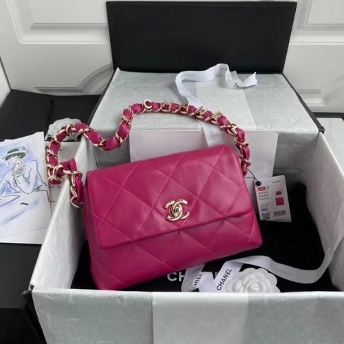Chanel sac à rabat Agneau Métal doré AS2299 rose