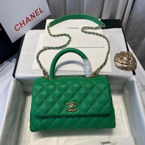 Chanel sac à rabat avec poignée supérieure A92990 vert