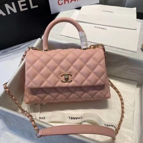 Chanel sac à rabat avec poignée supérieure A92990 rose