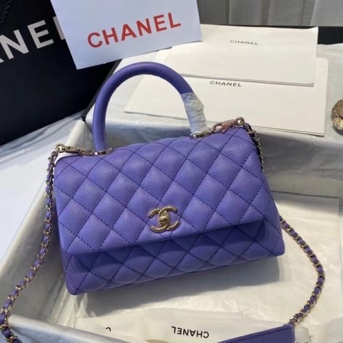 Chanel sac à rabat avec poignée supérieure A92990 violet