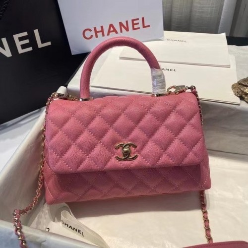 Chanel sac à rabat avec poignée supérieure A92990 rose