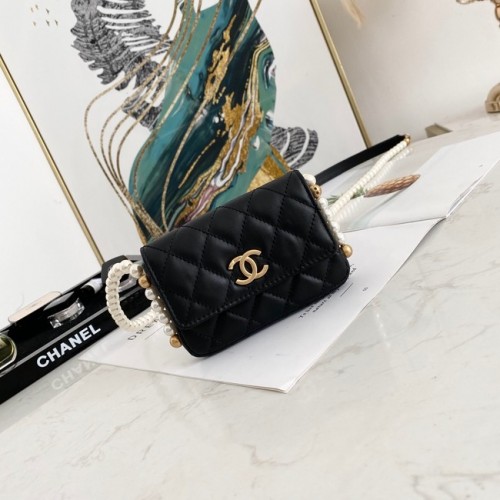 Chanel porte-monnaie à rabat avec chaîne 81085 noir