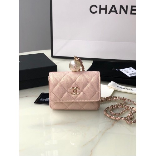 Chanel porte-monnaie à rabat avec chaîne AP2119 rose