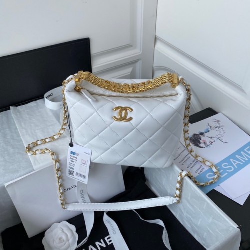 Sac à bandoulière Chanel en cuir d'agneau AS3242 blanc