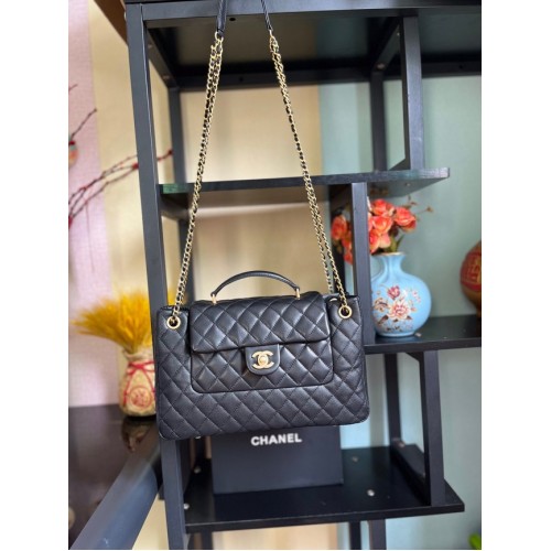 Sac à bandoulière Chanel en cuir d'agneau AS3335 noir