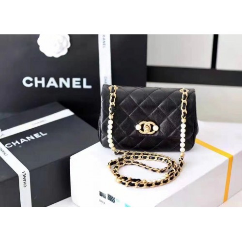 Chanel sac à bandoulière en cuir A5554 noir