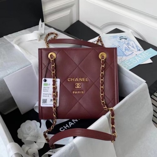 Chanel sac à bandoulière en cuir AS2750 vin