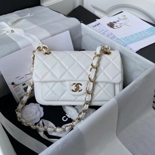 Chanel sac à bandoulière en cuir AS2798 blanc