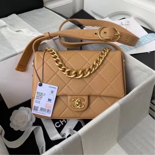 Chanel Sac à bandoulière en cuir AS2842 Abricot