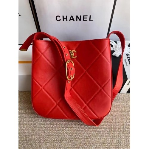 Chanel sac à bandoulière en cuir AS2844 rouge
