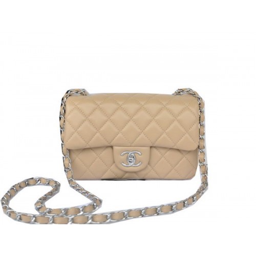 Chanel mini Classic Flap Bag Abricot Original Sheekskin CHA1116 Argent