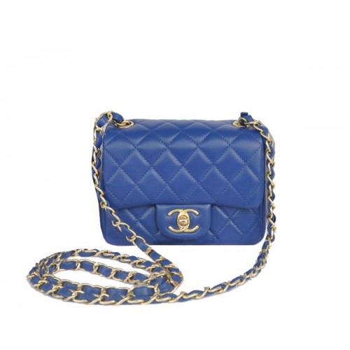 Chanel mini Classic Flap Bag Bleu Original Sheekskin CHA1115 Or