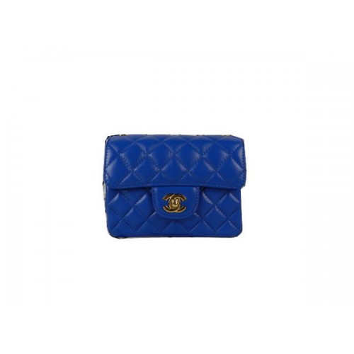 Chanel mini Classic Flap Bag Bleu Sheekskin CHA1115 Doré