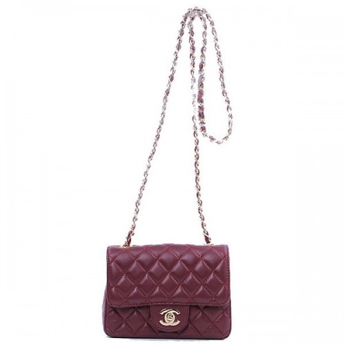 Chanel mini Classic Flap Bag Bordeaux Sheekskin 1115 Or