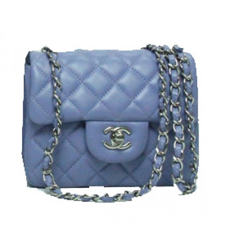 Chanel mini sac à rabat classique cuir lavande 1115 chaîne argentée