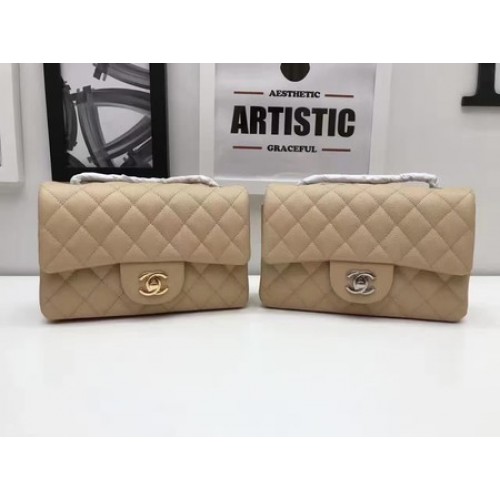 Chanel mini sac à rabat classique motif cannage original A1116 abricot
