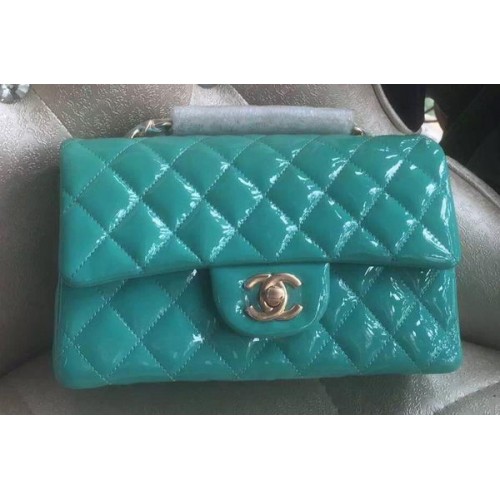 Chanel mini sac à rabat classique brevet original A1116 vert