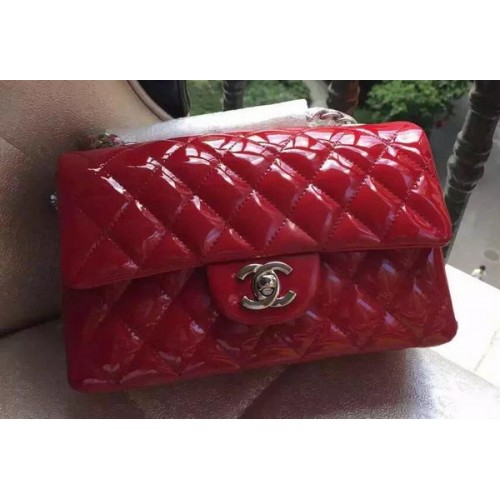 Chanel mini sac à rabat classique brevet original A1116 rouge