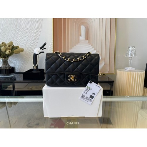 Chanel mini sac à rabat classique cuir de mouton original A1116 noir et métal doré