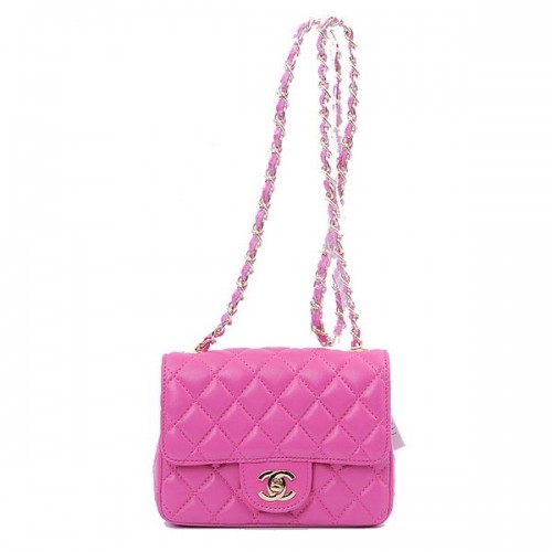 Chanel mini sac à rabat classique Peach Sheekskin 1115 Or