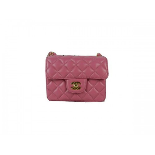 Chanel mini sac à rabat classique peau de mouton pêche CHA1115 or
